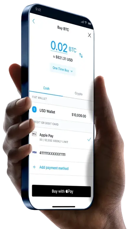 hand held phone with Stakings-Crypto.com App open to the buy bitcoin page